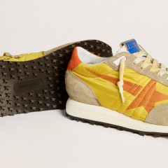 Golden Goose Men's Marathon With Yellow Nylon Upper And Orange Star