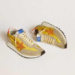 Golden Goose Men's Marathon With Yellow Nylon Upper And Orange Star