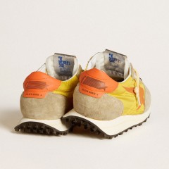 Golden Goose Men's Marathon With Yellow Nylon Upper And Orange Star