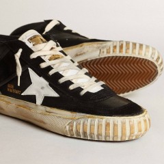 Golden Goose Men's Mid Star In Black Nappa And Suede With White Leather Star