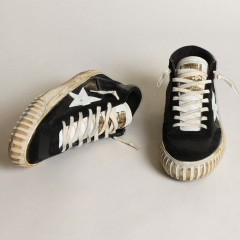 Golden Goose Men's Mid Star In Black Nappa And Suede With White Leather Star