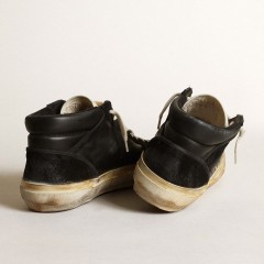 Golden Goose Men's Mid Star In Black Nappa And Suede With White Leather Star