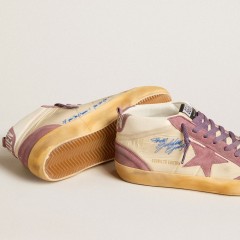 Golden Goose Men's Mid Star LAB In Nylon And Nappa With Mauve Suede Star