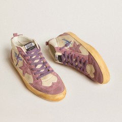 Golden Goose Men's Mid Star LAB In Nylon And Nappa With Mauve Suede Star