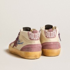 Golden Goose Men's Mid Star LAB In Nylon And Nappa With Mauve Suede Star