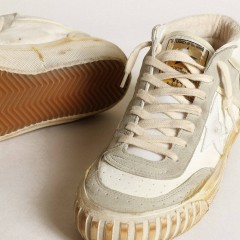 Golden Goose Men's Mid Star With Ice-gray Suede Inserts And White Star