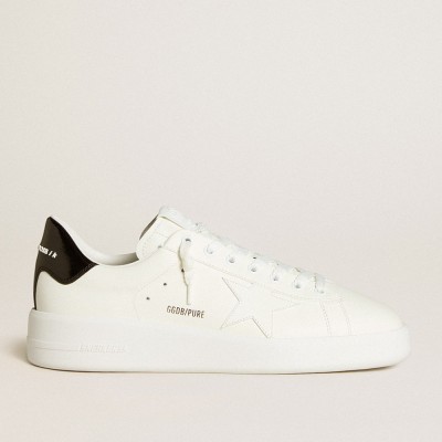 Golden Goose Men's Purestar With Leather Star And Black Patent Leather Heel Tab