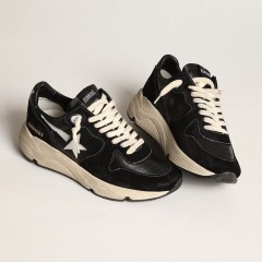 Golden Goose Men's Running Sole In Black Nappa Leather And Suede With A White Star