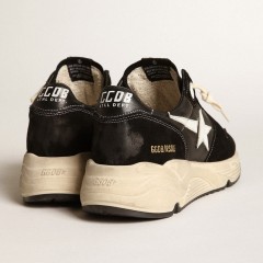 Golden Goose Men's Running Sole In Black Nappa Leather And Suede With A White Star