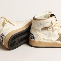 Golden Goose Men's Sky-Star In White Nappa Leather With Dove-gray Suede Star