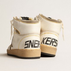 Golden Goose Men's Sky-Star In White Nappa Leather With Dove-gray Suede Star