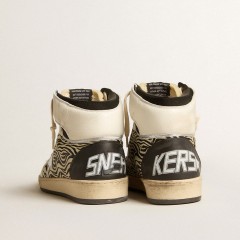 Golden Goose Men's Sky-Star LAB In Zebra Nappa With Textured Silver Leather Star