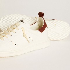 Golden Goose Men's Starter LTD In White Leather With Burgundy Nubuck Heel Tab