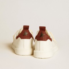 Golden Goose Men's Starter LTD In White Leather With Burgundy Nubuck Heel Tab