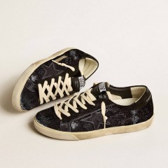 Golden Goose Men's Super-Star In Black Velvet And Suede With Black Suede Star