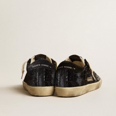 Golden Goose Men's Super-Star In Black Velvet And Suede With Black Suede Star