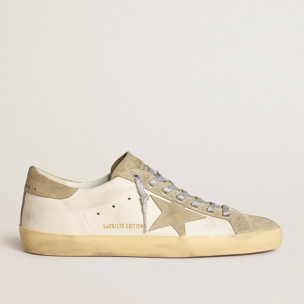 Golden Goose Men's Super-Star In Nappa With Ice-gray Suede Star And Black Embroidery