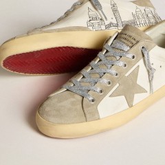 Golden Goose Men's Super-Star In Nappa With Ice-gray Suede Star And Black Embroidery