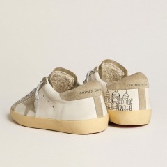 Golden Goose Men's Super-Star In Nappa With Ice-gray Suede Star And Black Embroidery