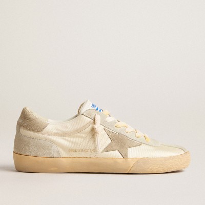 Golden Goose Men's Super-Star LAB In Nylon With Dove-gray Star And Ice-gray Suede Inserts