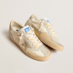 Golden Goose Men's Super-Star LAB In Nylon With Dove-gray Star And Ice-gray Suede Inserts