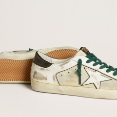 Golden Goose Men's Super-Star LAB In White Leather With White Star And Black Heel Tab