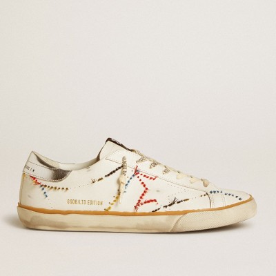 Golden Goose Men's Super-Star LTD With Perforated Star And Metallic Leather Heel Tab