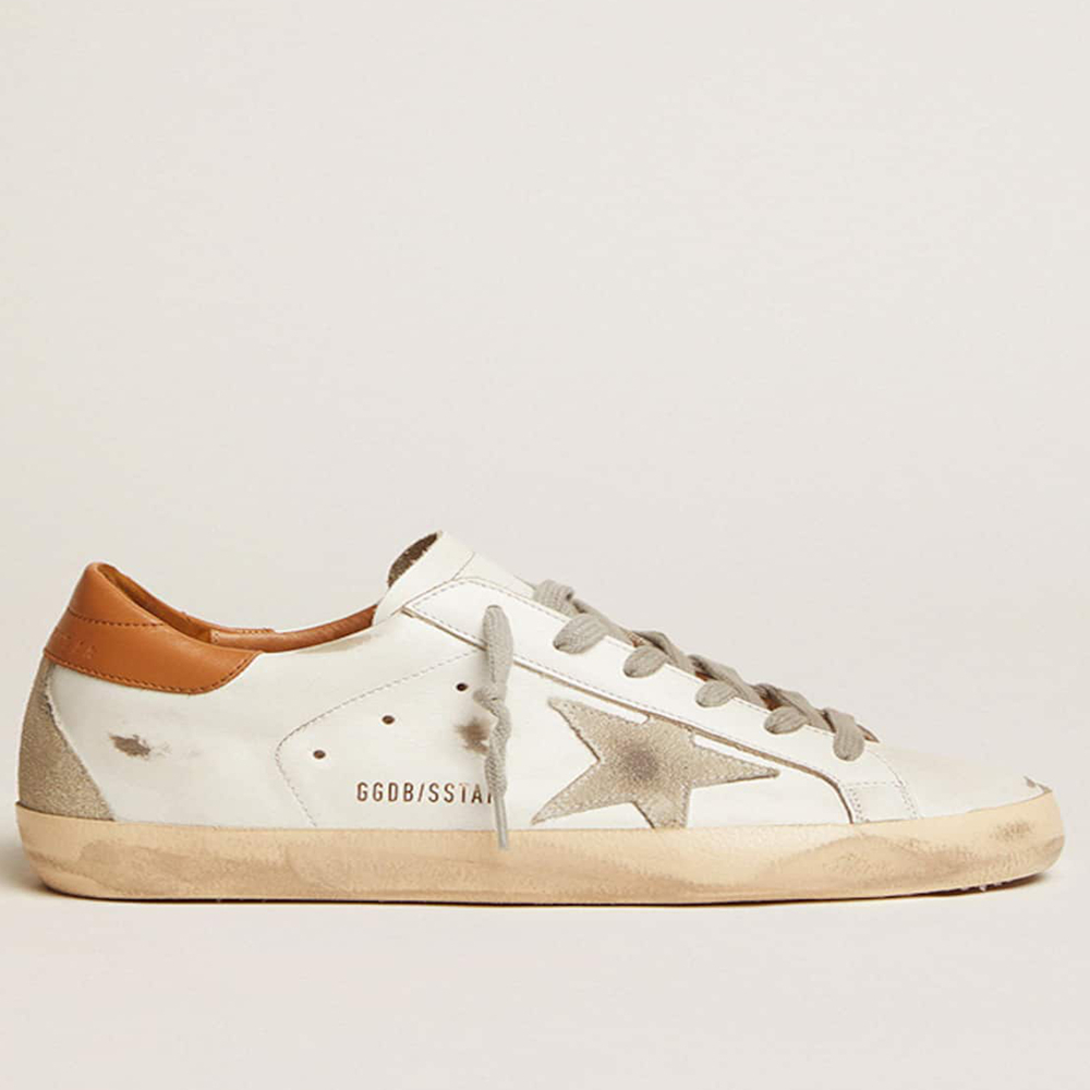 Golden Goose Men's Super-Star Sneakers With Suede Star And Brown Heel Tab