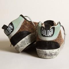 Golden Goose Mid Star In Leopard-print Pony Skin With Fuchsia Leather Star