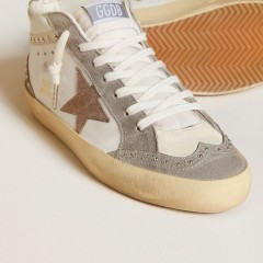 Golden Goose Mid Star In Nappa And Suede With Light Brown Metallic Leather Star