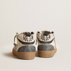 Golden Goose Mid Star In Nappa Leather With Silver Leather Star And Black Suede Flash