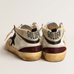 Golden Goose Mid Star In Nappa With Black Suede Star And Wine-red Inserts