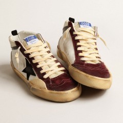 Golden Goose Mid Star In Nappa With Black Suede Star And Wine-red Inserts