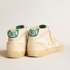 Golden Goose Mid Star In Nappa With Textured Rubber Star And Cream Cotton Flash