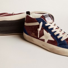 Golden Goose Mid Star In Wine-red Suede With White Nappa Star And Flash