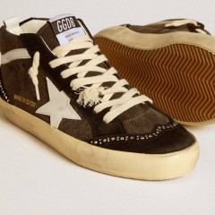 Golden Goose Mid Star LTD In Black Denim With Suede Inserts With Swarovski Crystals