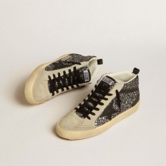 Golden Goose Mid Star LTD In Black Glitter With Black Leather Star And Flash