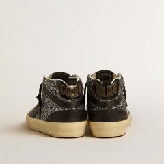 Golden Goose Mid Star LTD In Black Glitter With Black Leather Star And Flash