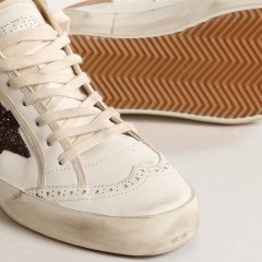 Golden Goose Mid Star LTD In Nappa With Glitter Star And Nude Leather Flash