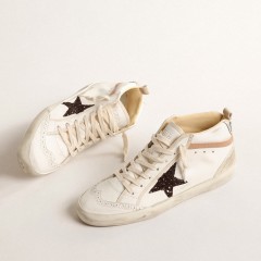 Golden Goose Mid Star LTD In Nappa With Glitter Star And Nude Leather Flash