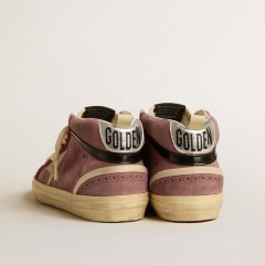 Golden Goose Mid Star LTD In Violet Suede With Platinum Leather Star And Black Flash