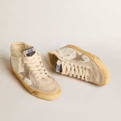 Golden Goose Mid Star LTD With Pearl Suede Star And Beige Crochet Heel Tab