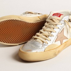 Golden Goose Mid Star LTD With Silver Metallic Leather Inserts And Pink Star