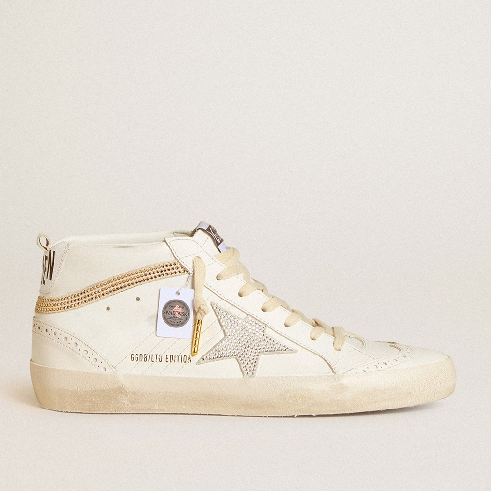 Golden Goose Mid Star LTD With Star And Heel Tab In Suede With Swarovski Crystals