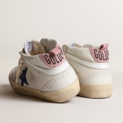 Golden Goose Mid Star With Blue Glitter Star And Pink Suede Heel Tab