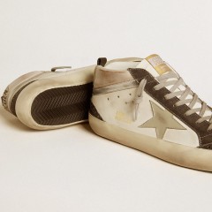 Golden Goose Mid Star With Gray Leather Star And Metallic Silver Leather Flash