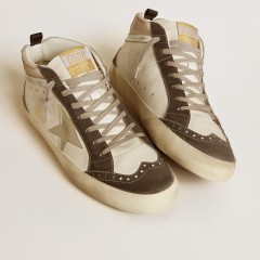 Golden Goose Mid Star With Gray Leather Star And Metallic Silver Leather Flash