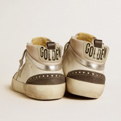 Golden Goose Mid Star With Gray Leather Star And Metallic Silver Leather Flash