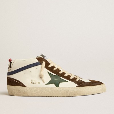 Golden Goose Mid Star With Green Leather Star And Blue Leather Flash