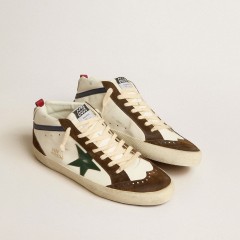 Golden Goose Mid Star With Green Leather Star And Blue Leather Flash